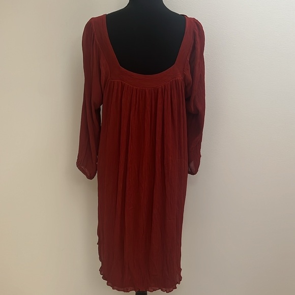 Massimo Dutti Terra Cotta crinkle dress sz M medium like new! - Picture 3 of 5